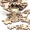 Julekorationer 50st DIY Natural Wood Chip Ornaments Pendant Kids Gifts Snowman Tree Shape Xmas Hanging