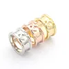New designed Titanium Steel Jewelry Round monogram shiny Wide Ring women men Wedding Rings Designer Jewelry R023881