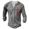 Camisas casuais masculinas outono e inverno europeu americano impresso manga longa camiseta juventude moda esportes cross wear