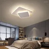 Światła sufitowe Nowoczesne żyrandole Lampa sypialnia z zdalnym sterowaniem Dimmable 2 kwadratowy połysk nordycki wystrój domu biały
