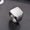 Stainless Steel Smooth titanium band rings square shape Size 7 8 9 10 11 12 Mens Ring Fashion Black Gold Silver Jewelry 3 colors230t