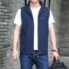 Men's Vests Spring And Autumn Zipper Pockets Embroidered Solid Color Workwear Sleepless Vest Cardigan Coat Office Lady Casual Tops