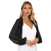 Jaquetas femininas Mulheres Sheer Chiffon Cardigan Outdoor Travel Beach Cover Ups Transparente Frente Aberta Manga Longa Stand Collar Bolero Shrug