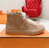 Designer Daydream sneaker calfskin shearling shoes Luxury palladium-plated buckle shoe Suede Leather High Top Lace Up Sneakers 35-44