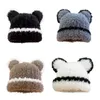 Berets Oversized Bear Hat Warm Bonnet Po Props Year Thick Winter Adults Kids Furry Ears Y2K Girls