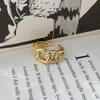 Hip Hop Cuban Chain Exaggerated Opening Electroplating 18k Real Gold Trend Neutral Ring Women's New