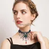 Pendant Necklaces Women Gothic Chokers Crystal Lace Neck Choker Halloween Party Necklace Spider Cobweb Vintage Statement Choker Steampunk Jewelry x1009