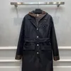 Pra & da womens trench coats designer luxury Windbreaker body print jacket Loose Belt Coat Female Casual Long Trench Coats