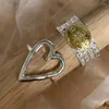 Cluster Rings Vintage Heart Finger For Women Korean Fashion Jewelry Friend Gift Party Anillos Mujer Jz769