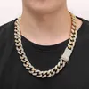 Kedjor Scoya European American Hip Hop 19mm Full Zircon Men's Necklace Hollow Buckle Miami Cuban Chain Hiphop Rap Accessories