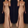 party night dress Women Sequin Prom Sexy Gold dresses Bridesmaid V Neck Long elegant summer Dress robe femme 2019305N