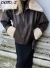 Cappotto in pelle PU da donna Moda inverno manica lunga Couverture colletto Cappotti femminili 2023 Autunno Zipper Streetwear Solid Lady soprabito