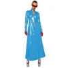 Dames trenchcoats wetlook lang windjack sexy dames PVC glanzende slanke mouw rits club nachtclub gladde jas overjas