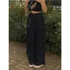 Women's Pants Cargo Jeans Women Retro Loose Fashion Wide-leg 2023 Large Pockets High-waist Straight Leg Street