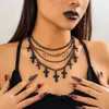 Naszyjniki wiszące ingesight.Z gotyckie wielowarstwowe czarne krzyżowe naszyjniki dla kobiet punkowe kubańskie łańcuch choker naszyjnik Halloween biżuteria x1009