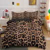 Conjuntos de cama Leopard Imprimir Set Animal Pele Duveta Capa para Crianças Adolescentes Adulto Quilt Poliéster Consolador com Fronha 231009