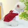 Ropa para perros 1 unid Ropa para mascotas Primavera y otoño Vino Raya roja Traje de caballero Camisa Abrigo con hebilla de cordón para perros pequeños y medianos 231009