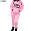 Women's Two Piece Pants HLJ&GG PINK Casual Hooded Tracksuits Women Round Neck Long Sleeve Top And Jogger Sets Female Matching Outfits