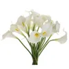 Fleurs décoratives 10 pièces Simulation Calla Lily fleur artificielle PU vraie décoration de la maison Bouquet de fête de mariage P0.2