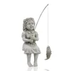 Lovely fisherman statue sculpture, little fisherman garden statue, outdoor courtyard lawn swimming pool pond fishing decorations, 11 inches