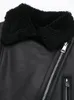 レディースジャケットジッパーデザインレディースジャケット濃い暖かい冬のラペルロングスリーブフェーリングコートヴィンテージカジュアルアウトウェアレディシックトップス