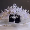 Grampos de cabelo Niushuya Charmoso Handmade Casamento Aniversário Coroa Testa Gota Cristal Tiaras Headpiece Acessório