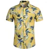 Camicie casual da uomo Camicia estiva di lusso Ananas Risvolto Stampa a maniche corte Hawaiano Moda allentata Top oversize Abbigliamento