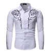 Fashion Western Cowboy Shirt Mannen Merk Ontwerp Borduren Slim Fit Casual Lange Mouw Heren Overhemden Bruiloft Shirt Mannelijke T2254K