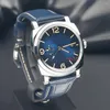 Armbandsur 2023 varumärke Förägt GMT-stål 41mm Blue Alligator Leather Strap Automatisk Titta på herrmekaniska reloj HOMBRE