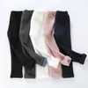Брюки, милые штаны для девочек, толстые теплые зимние детские штаны для мальчиков, повседневные однотонные леггинсы серого, розового, винного цвета 231007