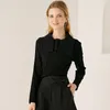Kvinnors blusar Autumn Winter Korean Fashion Slim Black Long-Sleeved Tops Shirts Blus Office Lady Camisas de Mujer