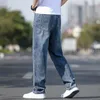 Jeans da uomo Estate Autunno Manica dritta ampia Gamba larga larga Pantaloni lunghi casual elasticizzati di mezza età da uomo