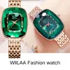 Wristwatches wiilaa lüks en iyi marka watches kadınlar moda yeşil taş su geçirmez kuvars bilek bayanlar saat hediyeleri