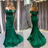 Kvällsklänningar Dark Green Prom Party-klänning Anpassad formell ny dragkedja plus storlek Mermaid V-Neck elastisk satin snörning upp ärmlös kristall