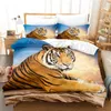 Zestawy pościeli Deluxe Set Twin Łóżka dla chłopców i dziewcząt Duża kołdra poduszka poduszka 3D TIGER TIGER MOTY MOTE TEXTILE