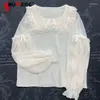 Women's Blouses Lolita Long Sleeves Inner Wear Shirt Pullover Top Lining Doll Collar Lace Ruffled Sweet Blouse Clothes Camisa De Mujer