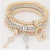 Chiave Medaglione Ciondolo Bracciali con ciondoli Braccialetti Donna Strati Bracciali color oro per donna Punk Pulseras Gioielli Regali Catena a maglia258W