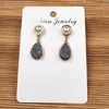 Dangle Earrings Natural Stone Gray Crystal Cluster Drop Handmade High Quality Water Shape Gemstones Stud