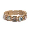 Natürlicher katholischer Schmuck aus Holz, christlicher Jesus-Glauben-Rosenkranz-Armband, religiöser Schmuck306x
