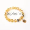 MG0653 Bracelet Lotus Citrine de qualité 2A, cristal jaune naturel, pierre précieuse Chakra Lotus, Bracelet de Yoga, nouveau Design, équilibre Mala Br2332