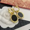 The new black agate circular ring striped earrings with exquisite and compact design