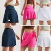 LU-1123 Women Sports Yoga Skirts Workout Shorts Zipper Pleated Tennis Golf Anti lululy Exposure Fiess Short Skirt with Pocket GYM