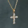 Colares de pingente de uma peça Jesus cruz colar para mulheres luxo cristal rosa ouro prata cor correntes jóias de casamento gift260q