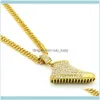 Anhänger Anhänger Jewelrypendant Halsketten Luxuriöse Kristall Zirkon Schuh Form Für Frauen Männer Hip Hop Gold Farbe Mode Kette Jew2727