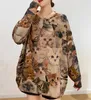 Pulls pour femmes surdimensionné automne hiver vison velours pull pull femmes floral modis dames à manches longues décontracté lâche femme hauts 2023