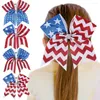 Acessórios de cabelo 7 polegadas Dia da Independência Americana Mulheres Grande Cheerleading Bowknot Strass Elásticos Meninas Moda