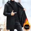 Mens Down Parkas Plus Size Winter Warm Jacket Fleece Parka Coat Black Hooded Windbreaker outwear fleec Long 8xl 231009