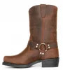 Retro Cowboy Stiefel Männer Mittlere Waden Western Stiefel Männer Leder Stiefel Mann Slip Auf Schuhe Winter Ritter Stiefel Männliche Booties