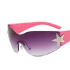 Óculos de sol designer punk goggle y2k mulheres 2023 moda uma peça cinco estrelas vintage piloto óculos uv400