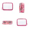 Cosmetic Bags Cases 3-Piece Women's Makeup Bag Travel Makeup Bag Fashion Waterproof Large Capacity Storage Bag Transparent Pvc 231006